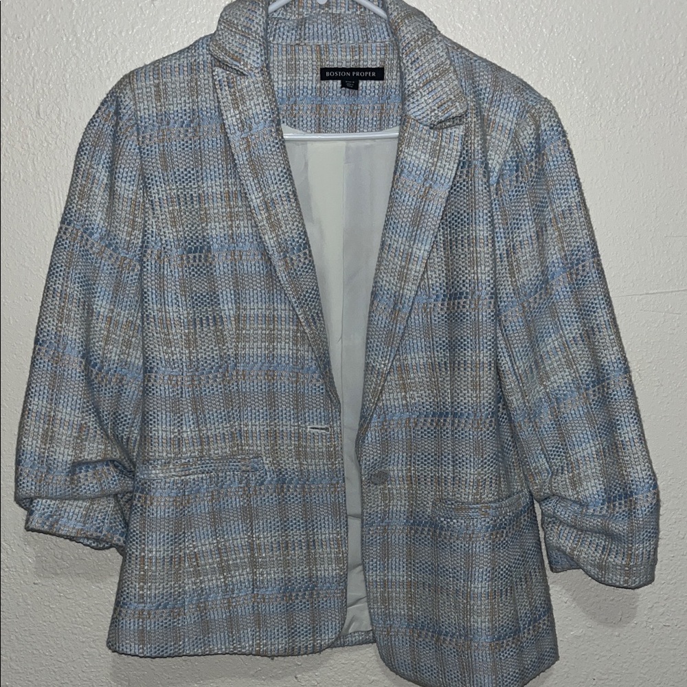 Boston Proper Blue Plaid Jacket
